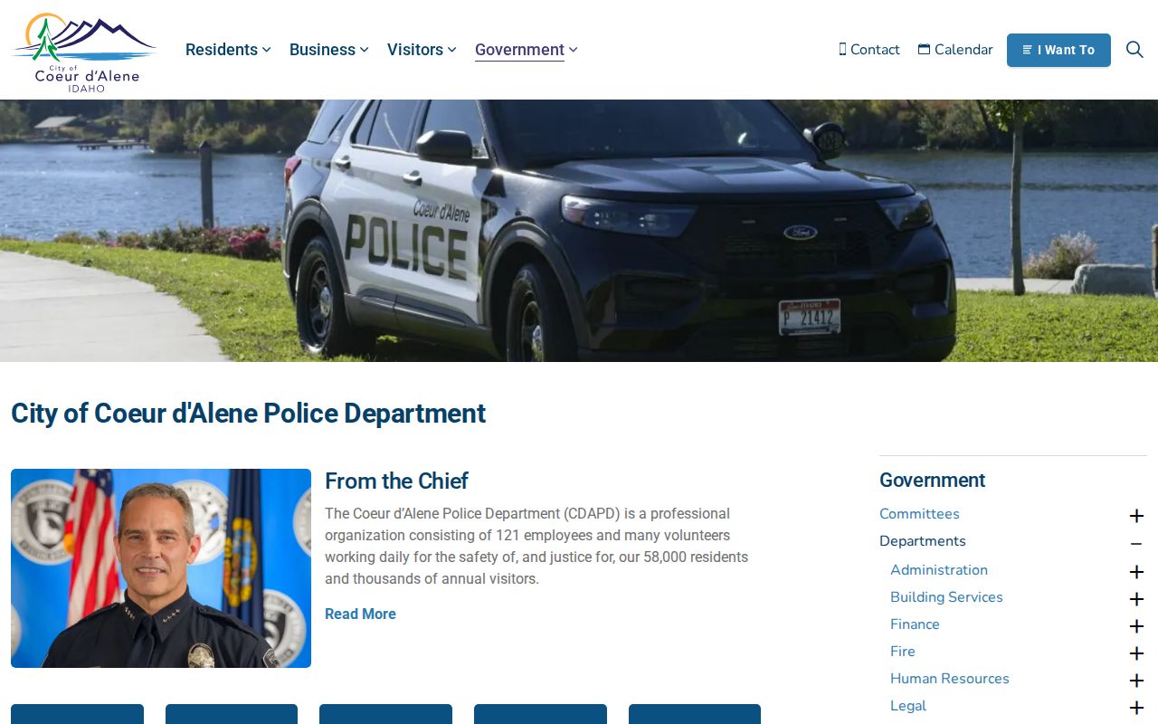 Coeur d’Alene Police Department source page for city records