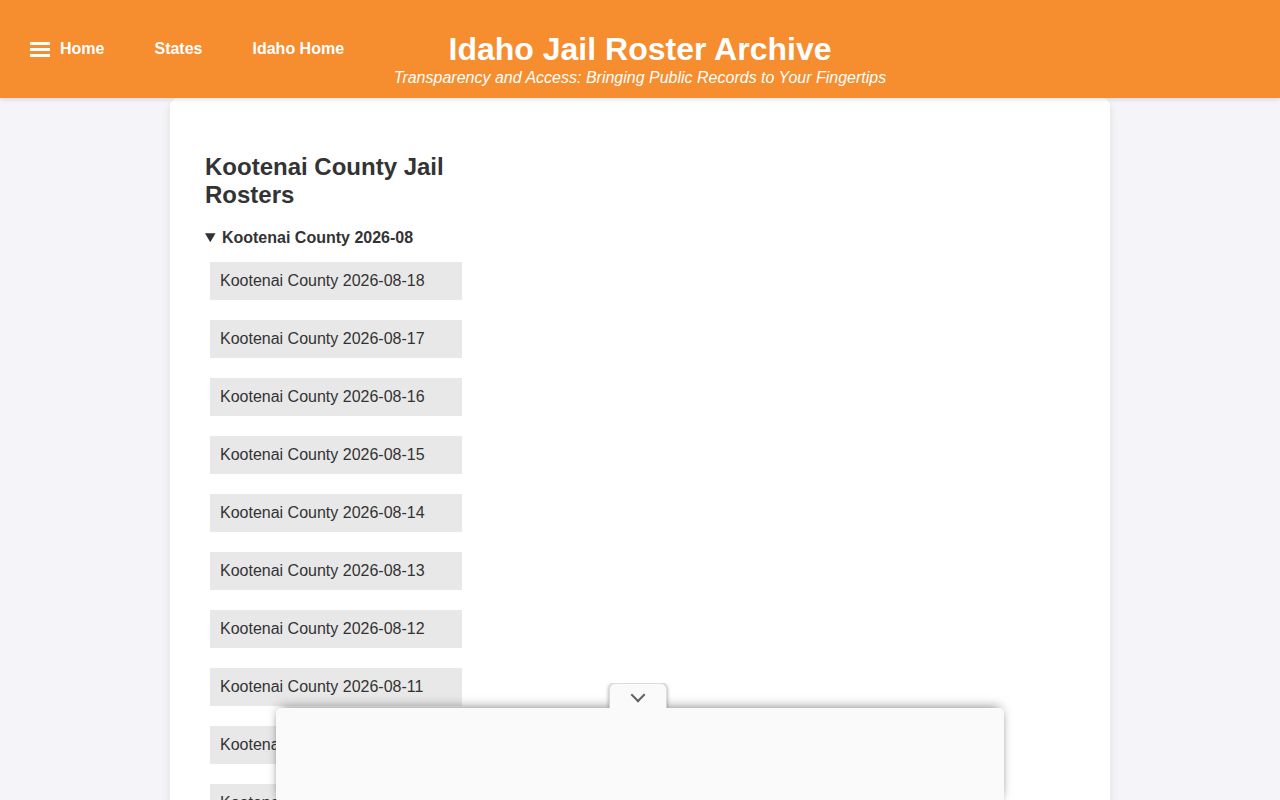 Secondary Kootenai County jail roster archive source