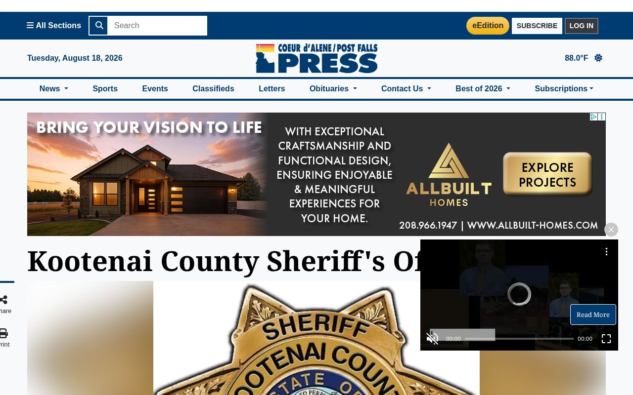 Kootenai County Press blotter source for local public safety news