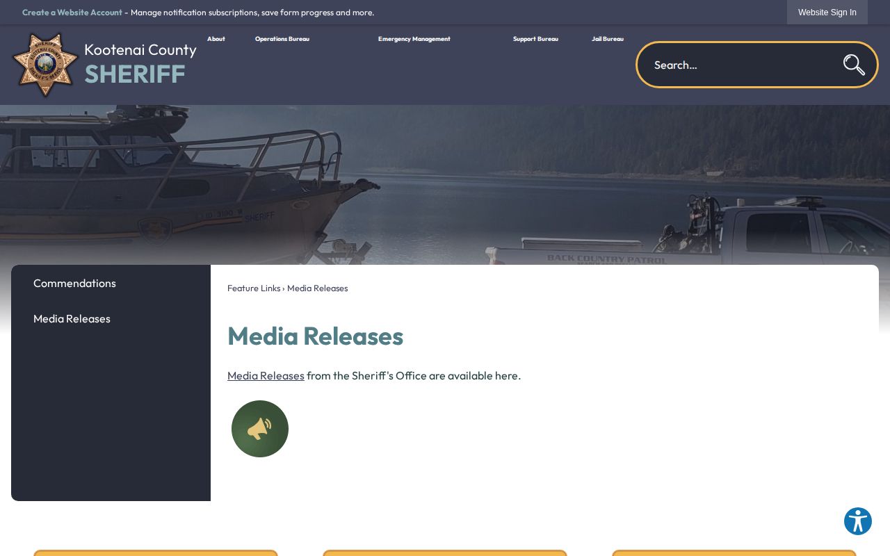 Kootenai County Sheriff media releases source for arrest and booking records